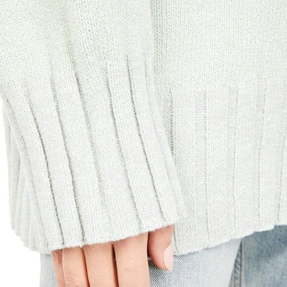NWT Free People lime grey cotton blend oversize relaxed fit sweater, S - Picture 5 of 15